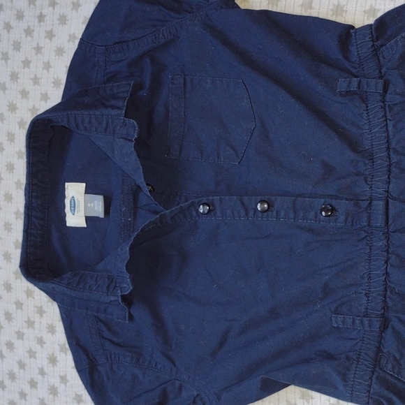 Navy Shirt Dress with Pretty Buttons - Picture 2 of 8